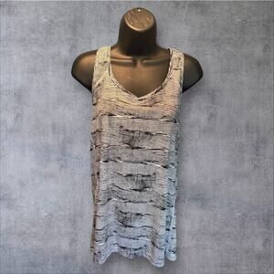 Nike Tank Top Shirt Womens Size Lg Black White Swoosh Dri Fit Active Running EUC